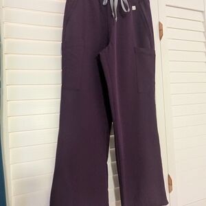 Purple Wide-Leg Pants with Drawstring